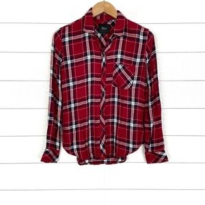 RAILS Hunter Crimson Navy Plaid Button Up Shirt Small Red Navy Blue White